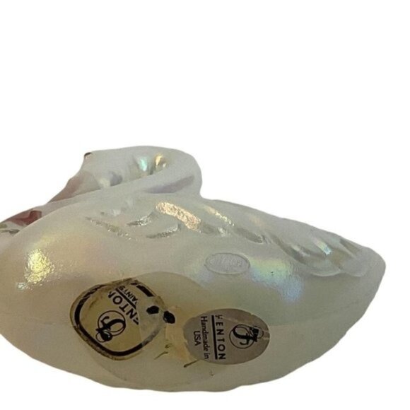 Fenton Glass Swan 10Th Anniversary Opalescent signed Vintage 4” X 4” figurine - Picture 8 of 10